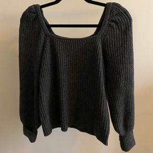 LOFT Square Neck Puff Sleeve Sweater